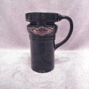 Vtg Harley Davidson Tall Stoneware Mug It’s The Journey 90s Biker Moto Bar 18oz